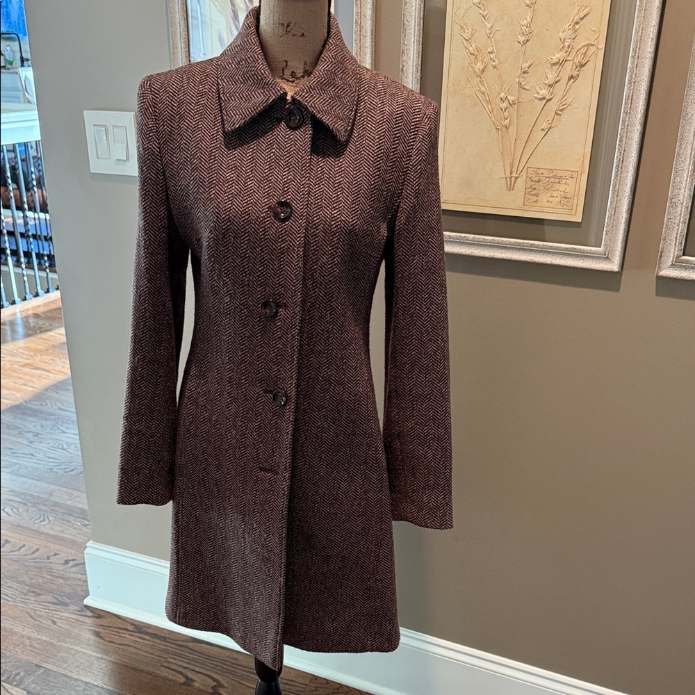 Classic Brown herringbone tweed women's Coat